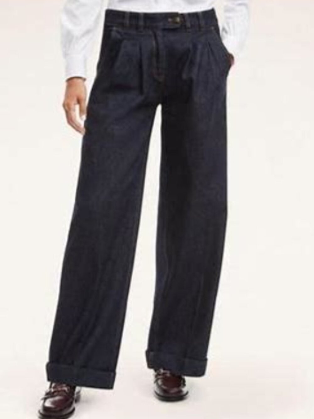 Brooks Brothers Women's Wide Leg Denim Trousers | Deep Indigo - Size 12